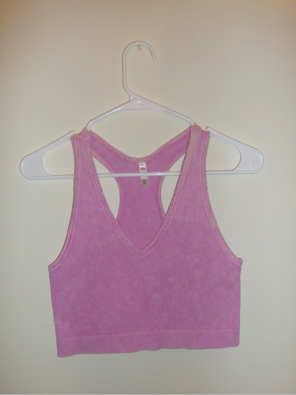 Pink Ribbed V-Neck Tank